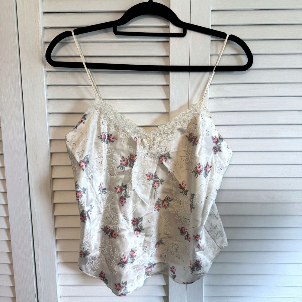 Inner Most Camisole Floral Lace Trim Small Cream Womens‎ Vintage Satin Cami Top